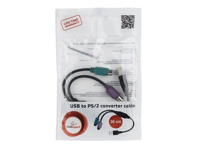 GEMBIRD UAPS12-BK Gembird adapter 2 porty PS2 (mysz i klawiatura) na port usb, czarny