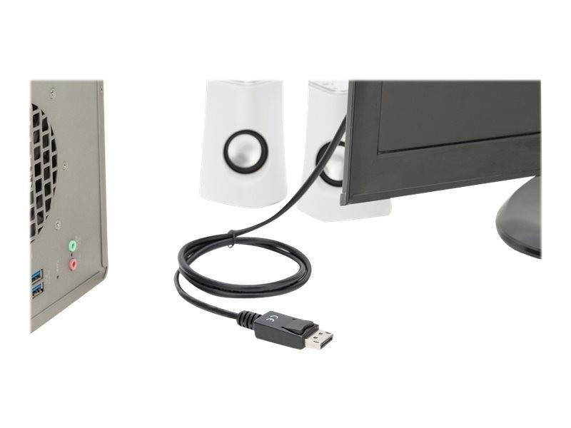 ASM AK-340303-010-S Kabel DisplayPort 1.2 z zatrzaskiem 4K 60Hz UHD Typ DP/HDMI A M/M czarny 1m